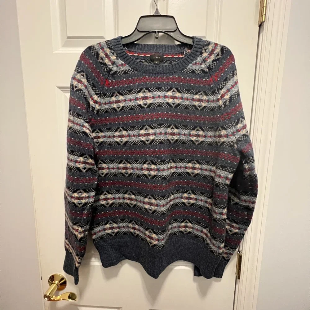 J. Crew size large 100% lambs wool  Fair Isle Nordic sweater